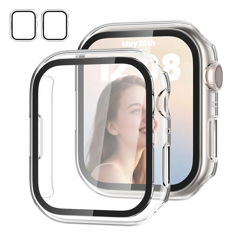 AHASTYLE WG65 2Pcs for Apple Watch Series 11 / 10 46mm Watch Case Hard PC Frame Cover with Tempered Glass Film - Black / Transparent - 1