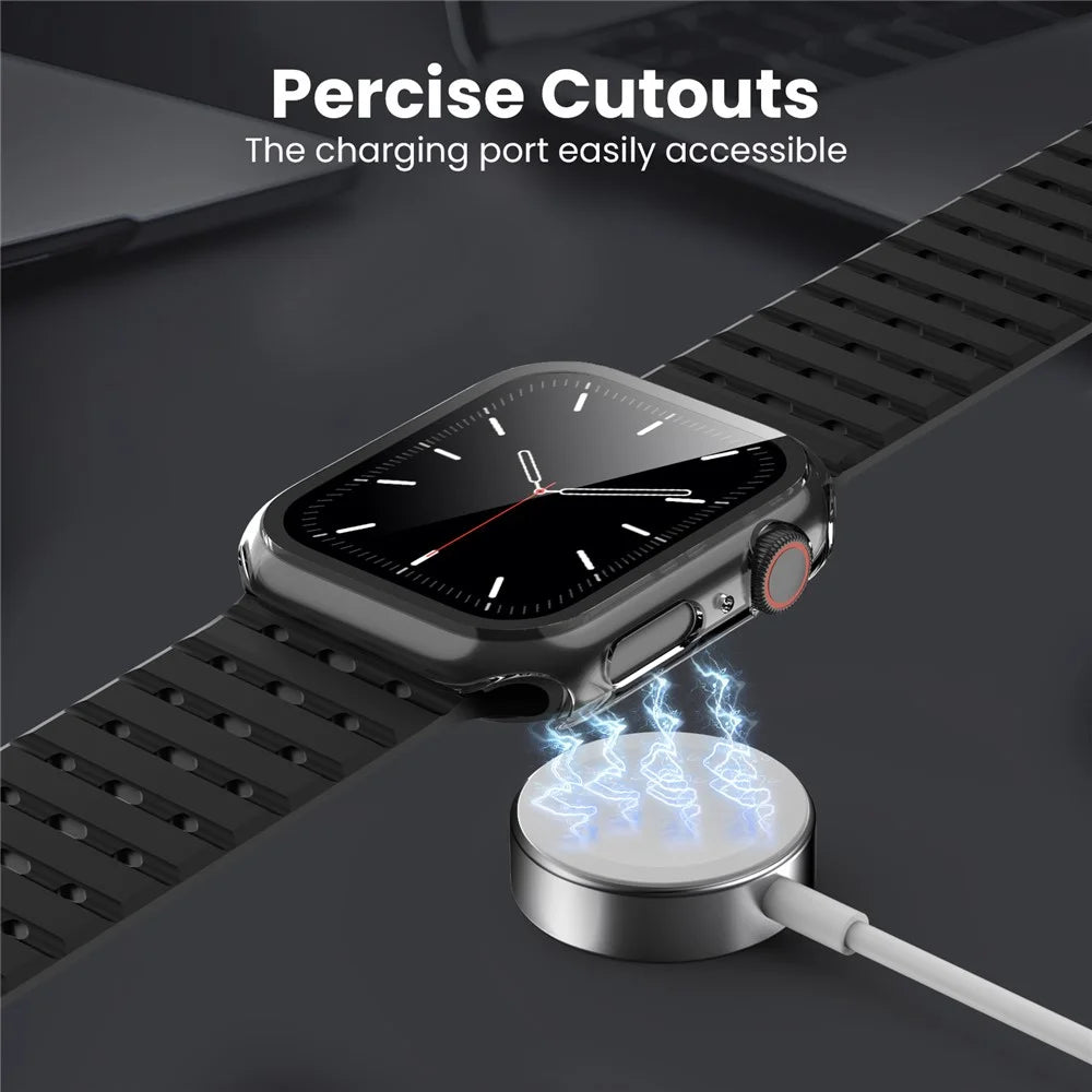 AHASTYLE WG65 2Pcs for Apple Watch Series 11 / 10 46mm Watch Case Hard PC Frame Cover with Tempered Glass Film - Black / Transparent - 4