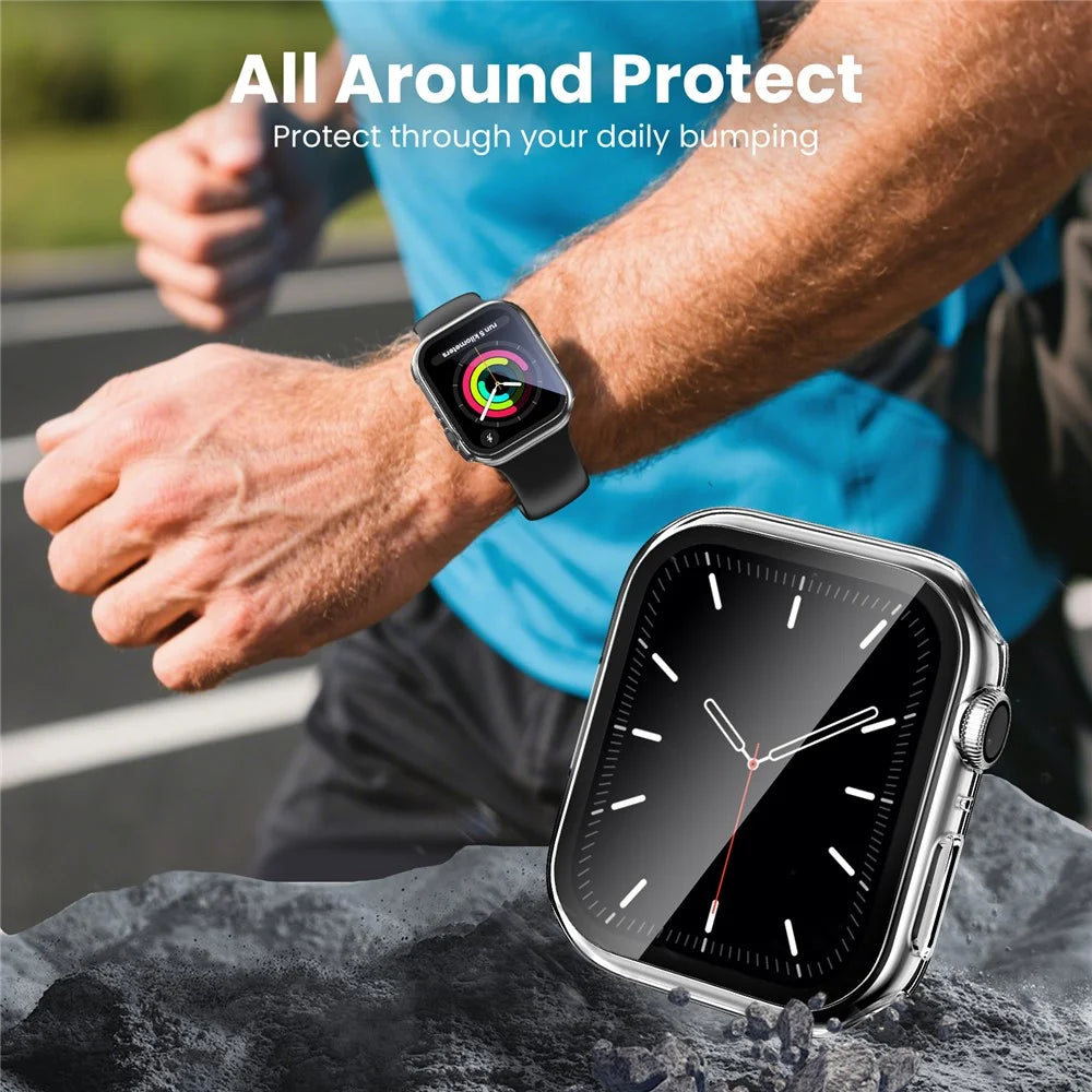 AHASTYLE WG65 2Pcs for Apple Watch Series 11 / 10 46mm Watch Case Hard PC Frame Cover with Tempered Glass Film - Black / Transparent - 5