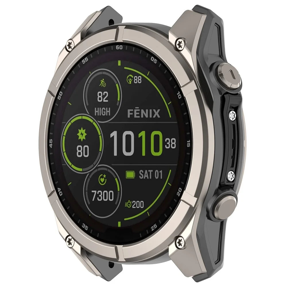 Bumper Strip for Garmin Fenix 8 AMOLED 47mm  /  Fenix 8 SOLAR 47mm  /  Fenix 8 Pro AMOLED 47mm  /  Tactix 8 47mm  /  Quatix 8 47mm Metal Anti-Collision Strip - Black - 2