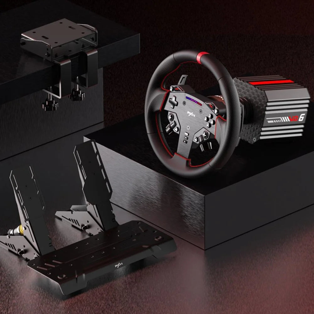 PXN VD6 Direct Drive Racing Wheel Bundle 6Nm Force Feedback Pedals Compatible with PC Gaming - Black - 2