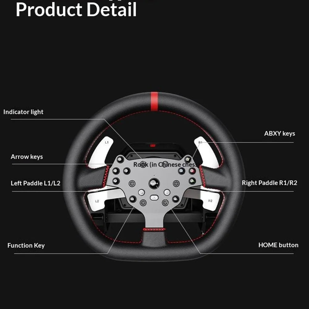 PXN V10 PRO Racing Simulator Wheel Set Direct Drive 3.2Nm Force Feedback Hall Sensor Gaming Steering Wheel with 3 Pedals for PC - Black - 4