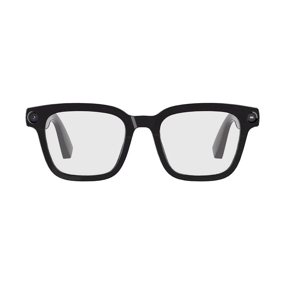 V03Pro AI Smart Glasses 800W Camera 1200P Video Bluetooth-compatible 5.3 Open Ear Music Eyeglasses - Black / Anti-Blue Light Lens - 2