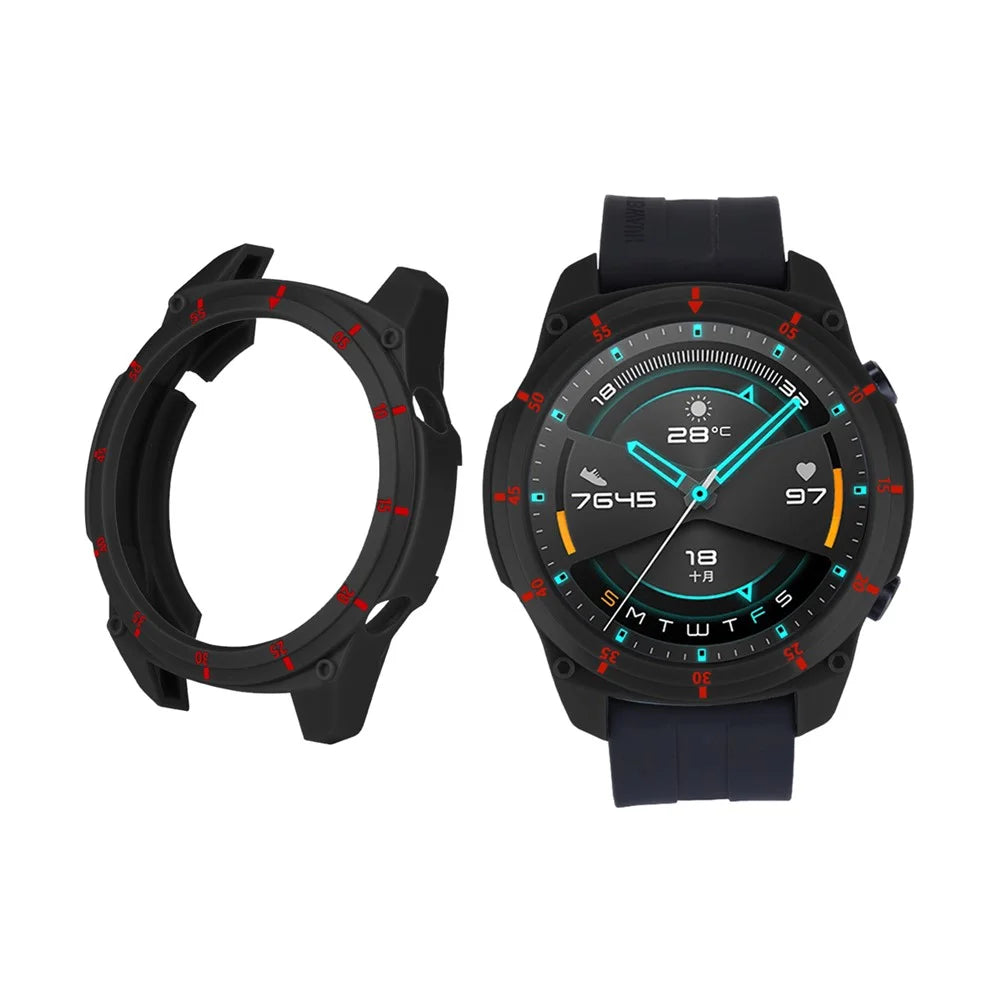 Sports Style Dual Color TPU Protective Watch Case Cover for Huawei Watch GT 2 46mm - Black/Red - 1