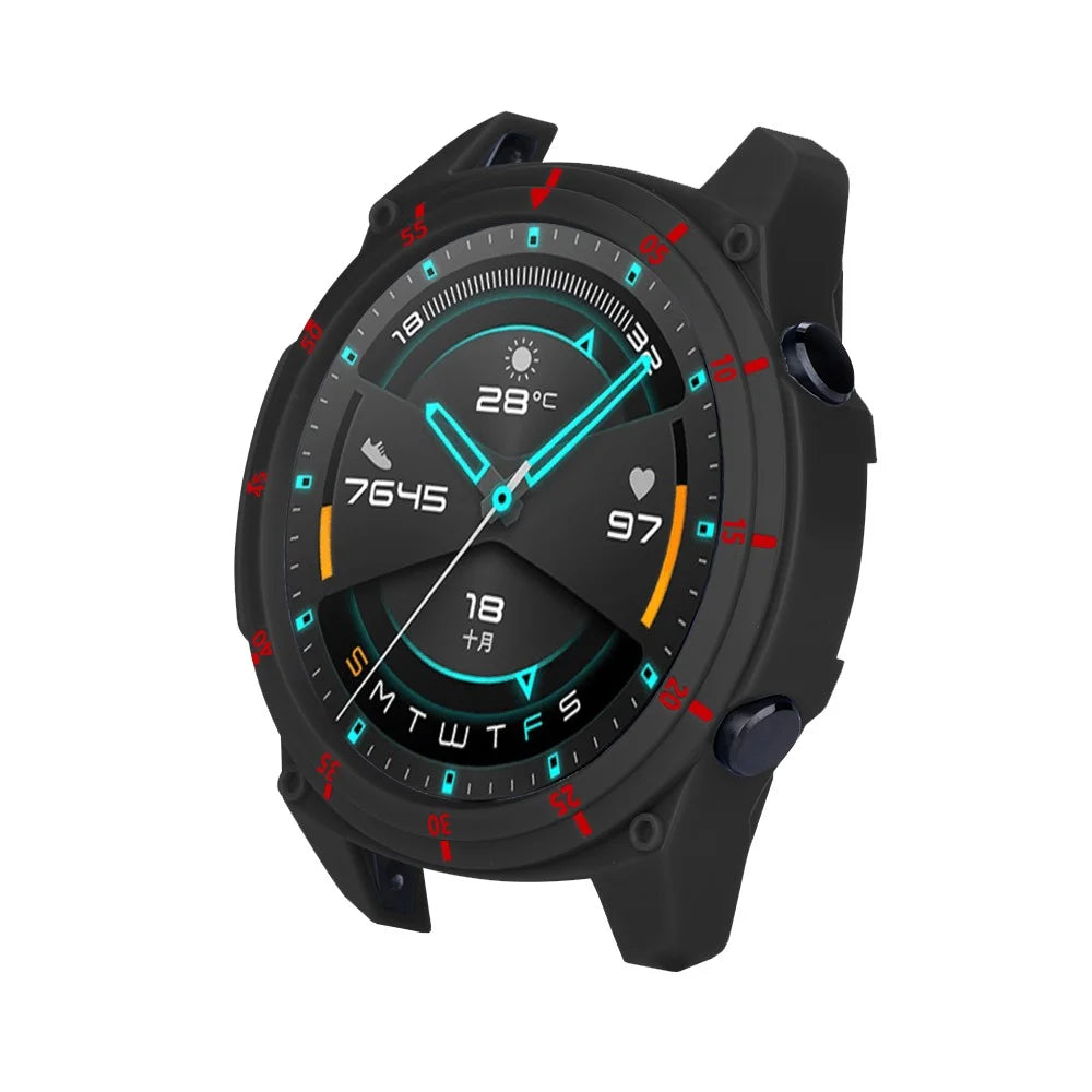 Sports Style Dual Color TPU Protective Watch Case Cover for Huawei Watch GT 2 46mm - Black/Red - 3