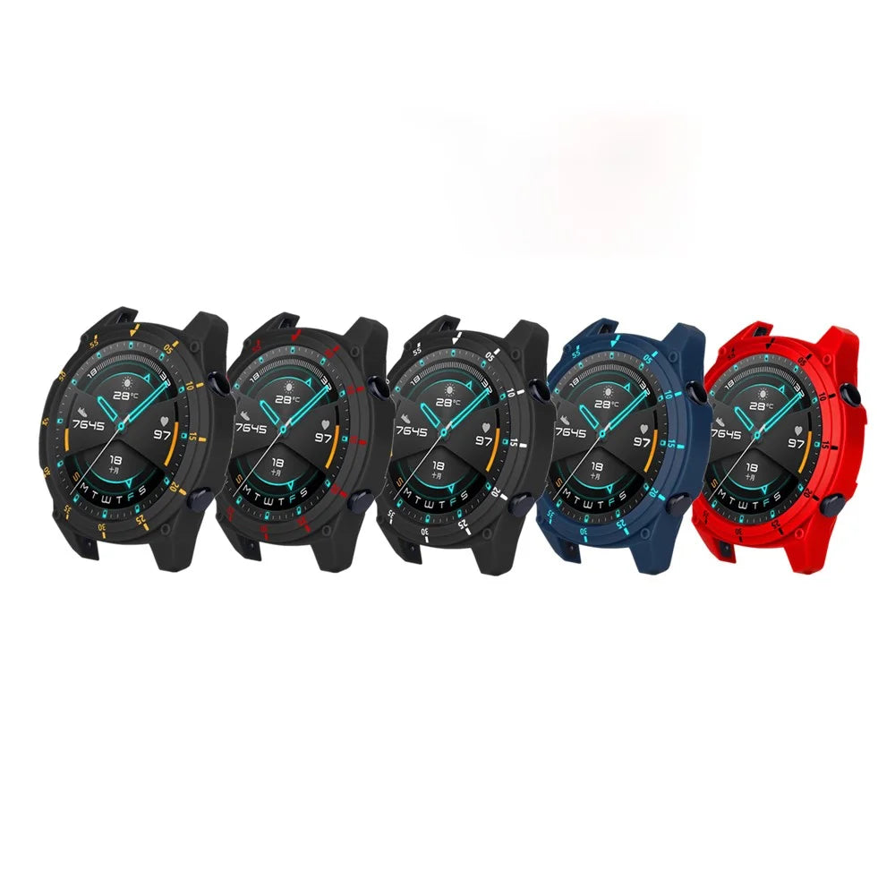 Sports Style Dual Color TPU Protective Watch Case Cover for Huawei Watch GT 2 46mm - Black/Red - 5