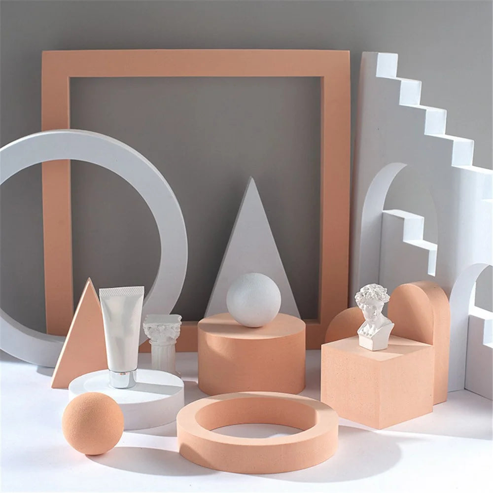 4Pcs/Set Ladder & Arch Table Ornament Jewelry Cosmetics Shooting Background Geometric Photography Prop - White - 2