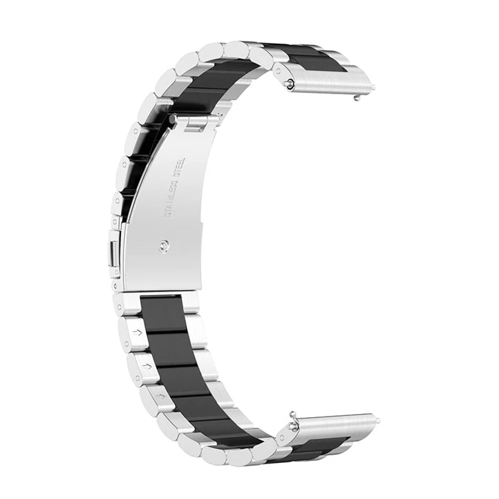 22mm 3-bead Stainless Steel Smart Watch Band Bracelet Strap for Huawei Watch GT 4 46mm / Watch 4 Pro / Watch 4 / GT 3 46mm / GT Runner / Huawei Watch GT 4 46mm / Garmin Forerunner 255 / Forerunner 265 / Forerunner 265 Music /  Honor Watch GS 3i - Silver - 2