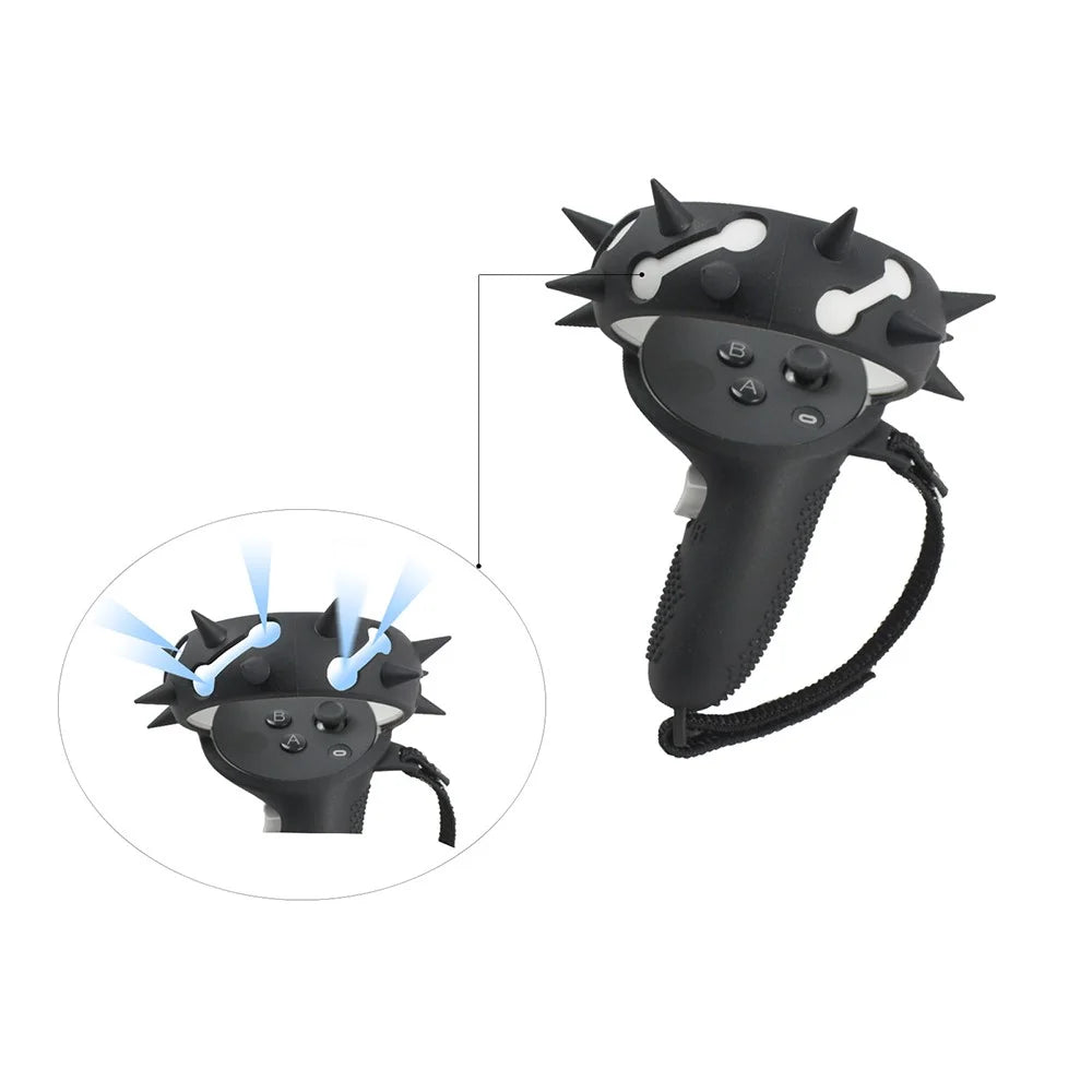 1 Pair Silicone Anti-slip Anti-drop Protective Grip Cover VR Controller Handle Sleeve Case for Oculus Quest 2 - Black - 5