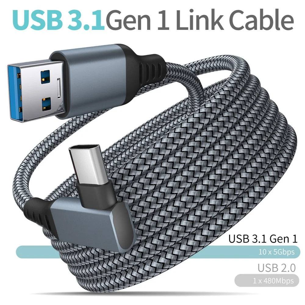 For Oculus Quest 2/1 Link Cable 6m USB 3.1 Type-C Charging Cord USB-A to Type-C 5Gbps Braided Data Cable - 2