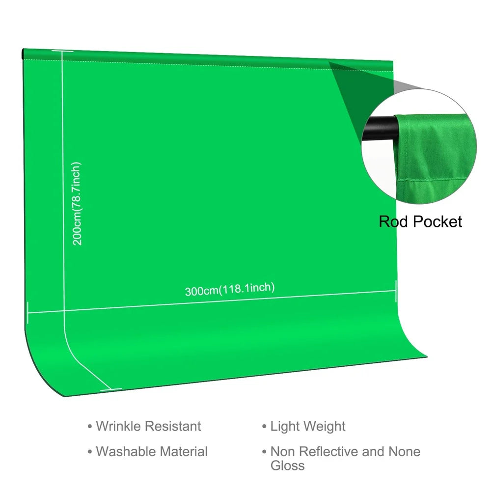 PULUZ PU5214 3x2m Backdrop Cloth for Photo Studio Green Screen Chroma Key 120g Thicken Photography Background - Green - 5