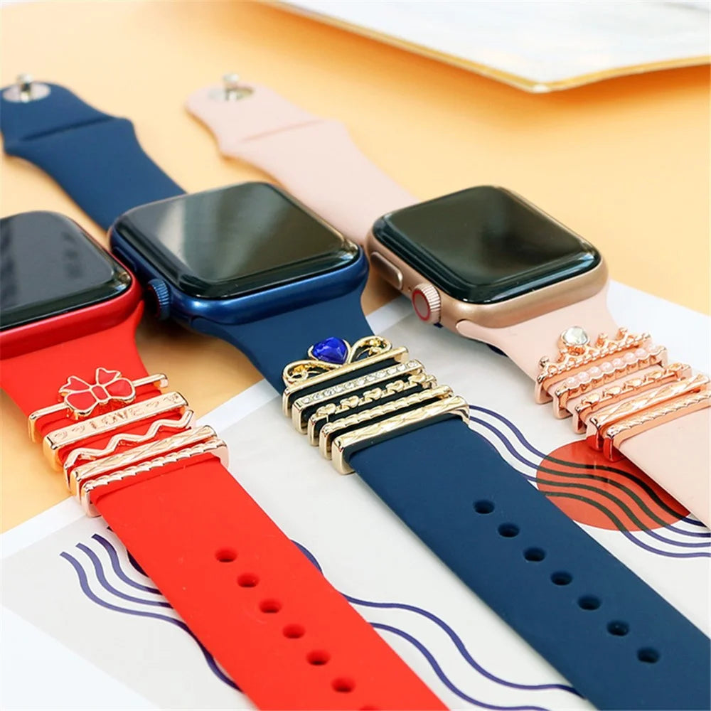Universal Smart Watch Band Charms Metal Decorative Charms Loops Watch Strap Ornaments with Rhinestone (without Strap) - Style G - 5