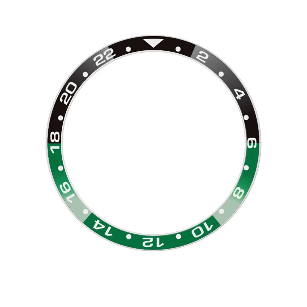 For Samsung Galaxy Watch4 Classic 42mm Watch Bezel Dual-Color Metal Watch Bezel Insert Ring Adhesive Frame (Type B) - Black + Green - 2