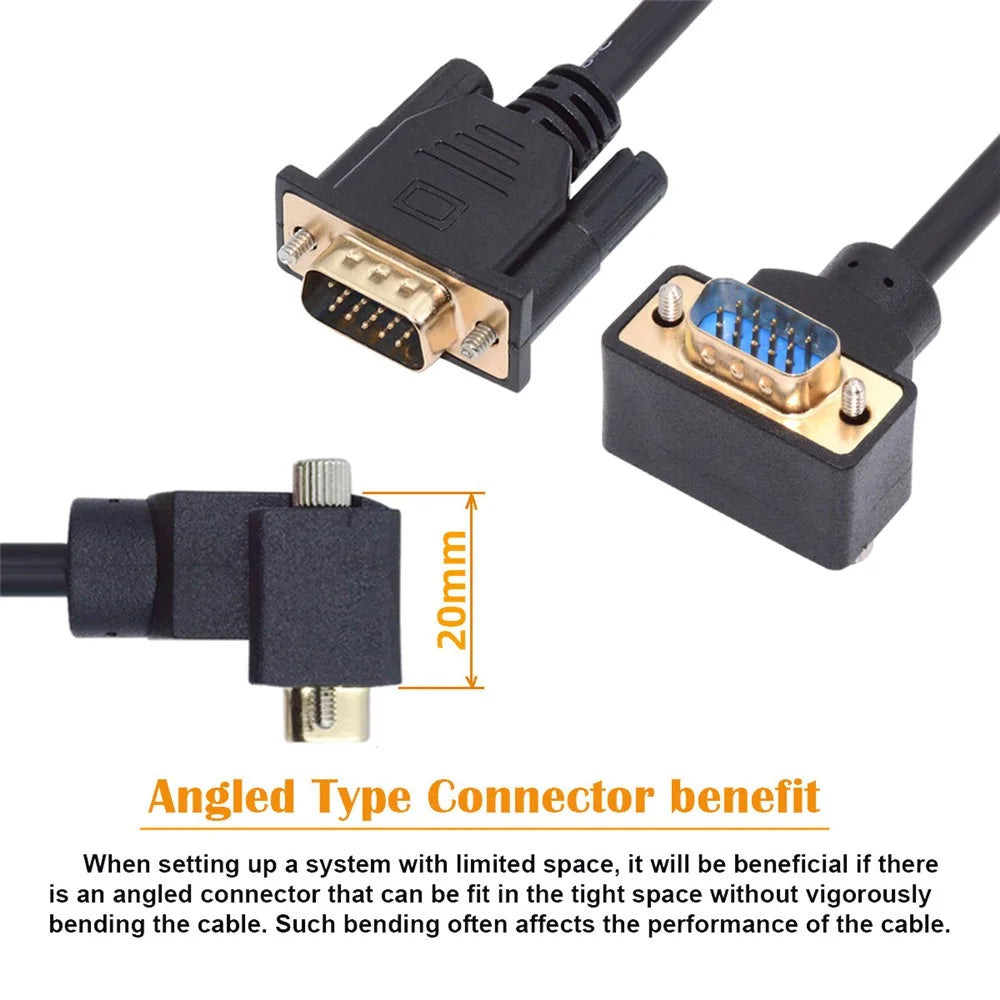DB-007-UP-1.0M For Monitor / Projector / Computer Up Angled VGA RGB Male to Straight Male Extension Cable 3COAX+6C - 2