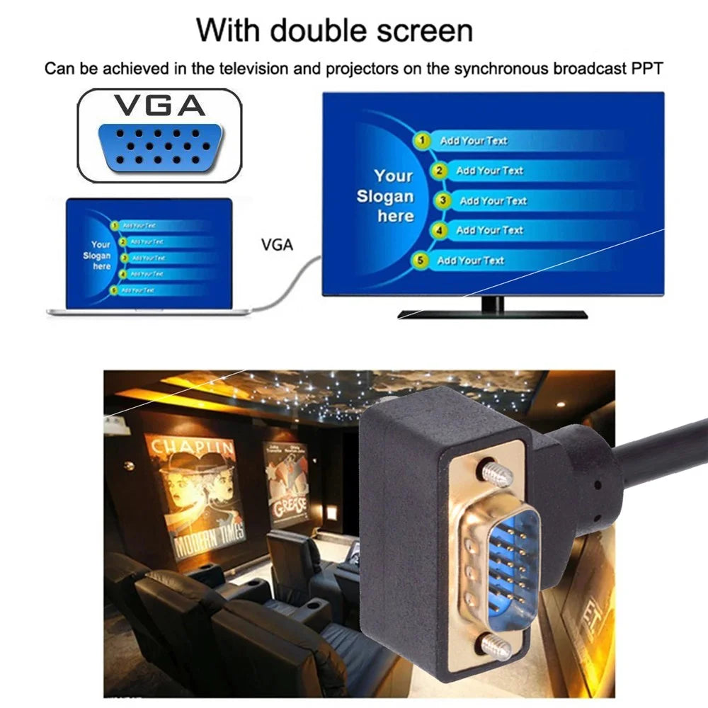 DB-007-UP-1.0M For Monitor / Projector / Computer Up Angled VGA RGB Male to Straight Male Extension Cable 3COAX+6C - 6