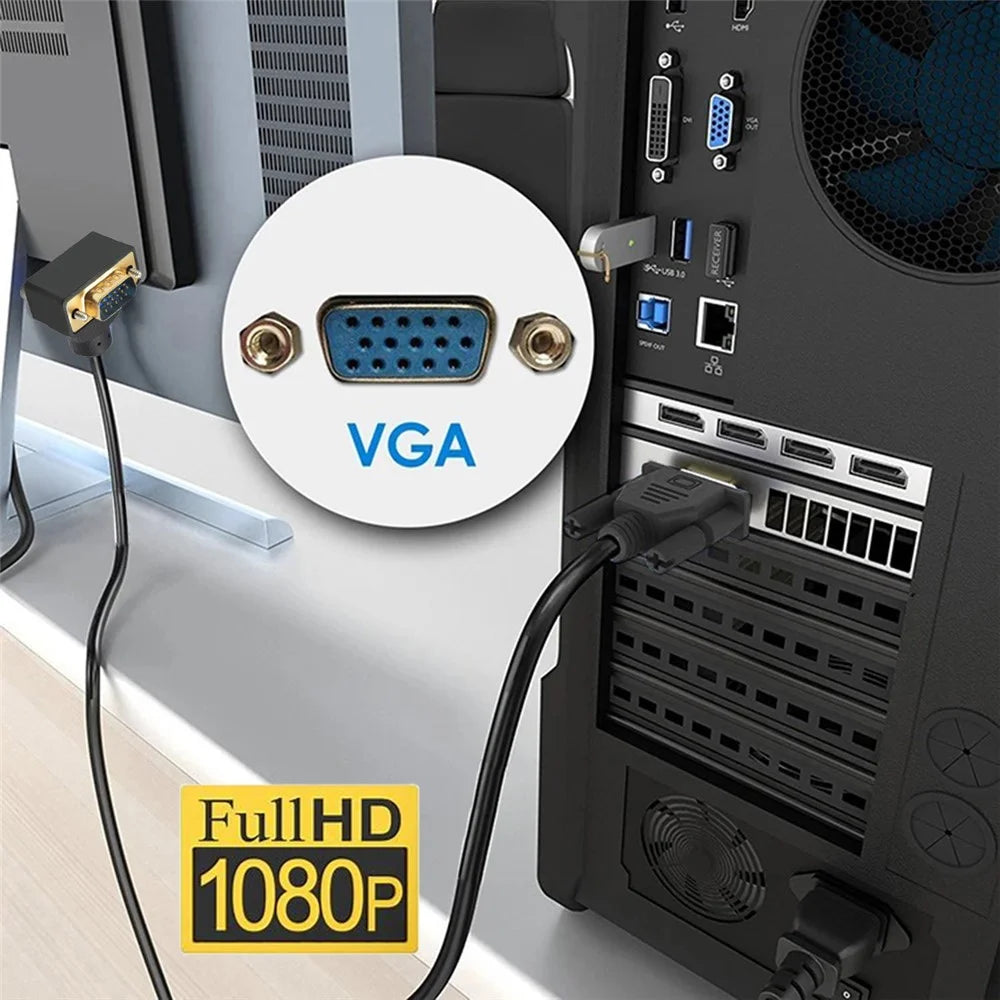 DB-007-UP-1.0M For Monitor / Projector / Computer Up Angled VGA RGB Male to Straight Male Extension Cable 3COAX+6C - 7
