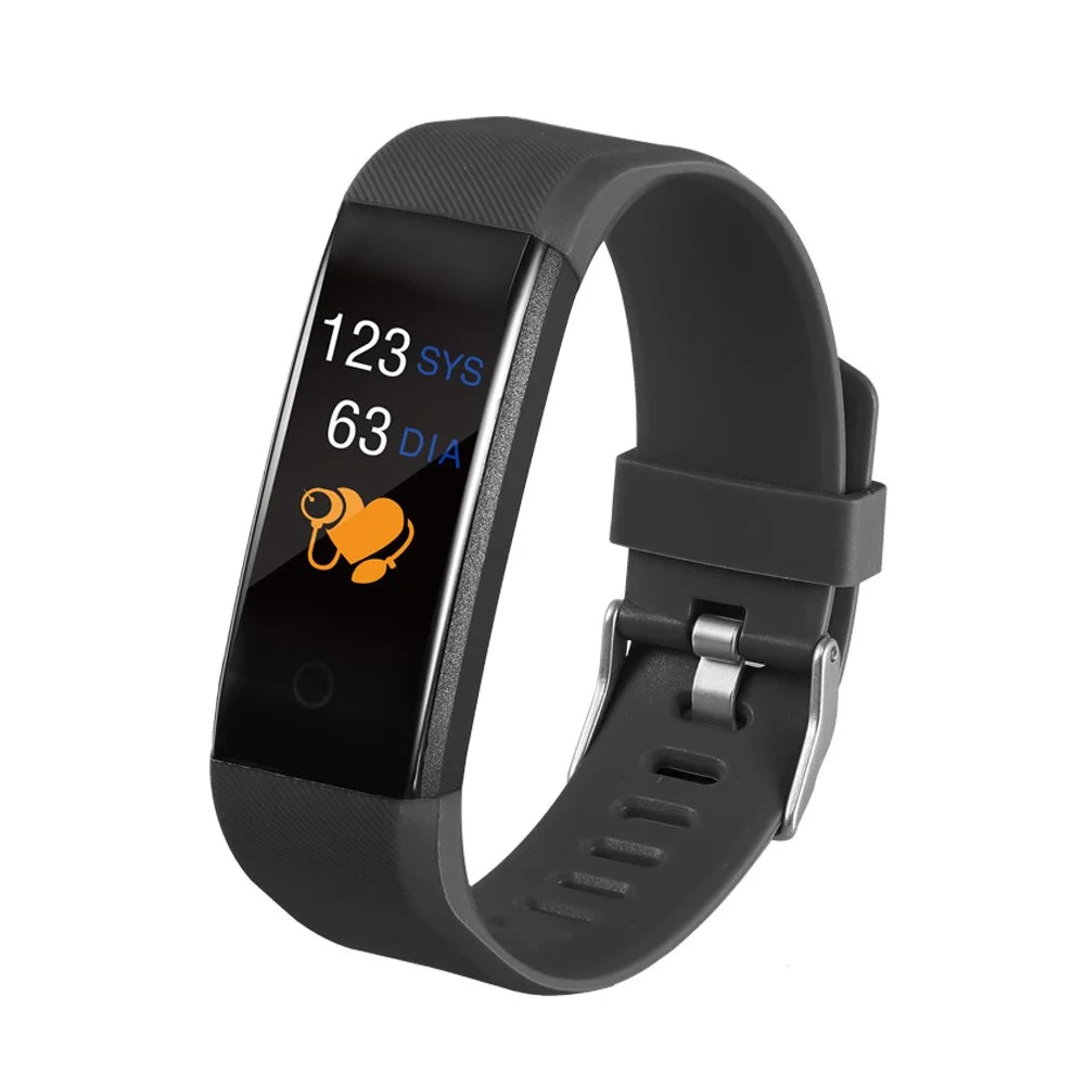 115 Pro Smart Bracelet Temperature Monitor Heart Rate Fintess Tracker Waterproof Smartwatch for Android IOS - Black - 1