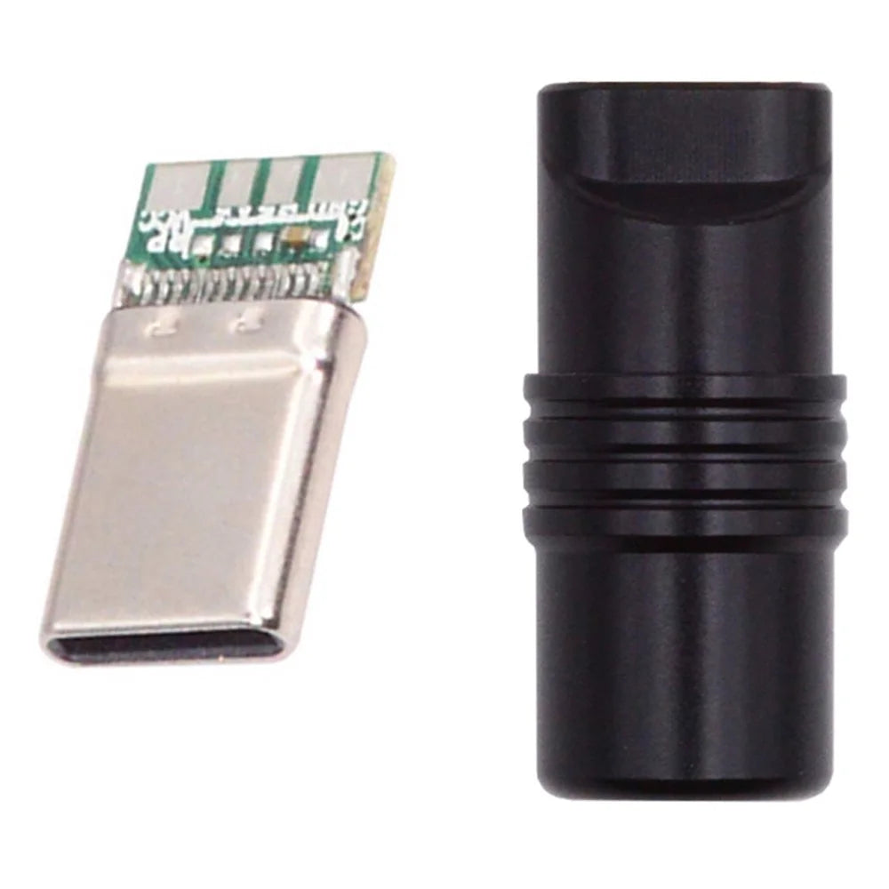 CN-026-BK USB 3.1 Type-C Male Plug Connector Solder Type with Aluminum Alloy Shell for 4.0mm-6.0mm Cable - Black - 2