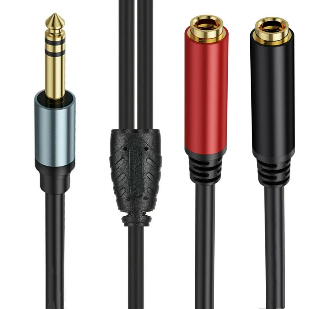 0.3m 1 / 4 Inch TRS Stereo Splitter Y Cable 6.35mm Stereo Male Plug to Dual 6.35mm Female Jack Wire - 2