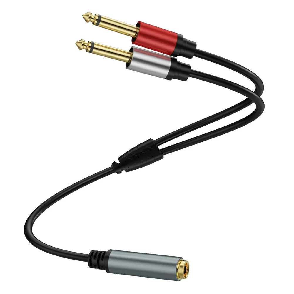 1m 6.35mm TRS Stereo Female to Dual 6.35mm Male TS Mono Jack Audio Speaker Splitter Cable - 3