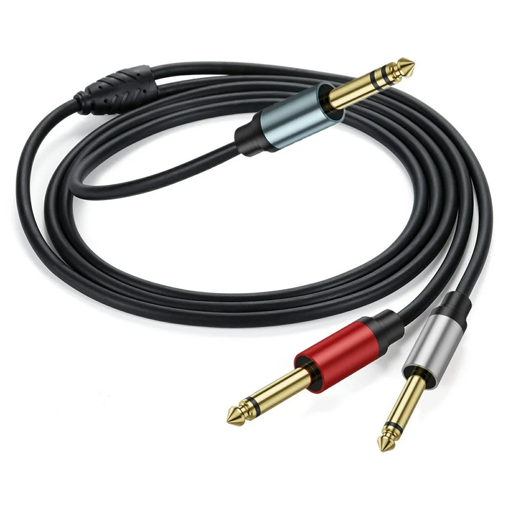 3m 1 / 4 Inch TRS Stereo Y-Splitter Cord 6.35mm Male Jack to Dual 6.35mm Male TS Mono Audio Cable - 1