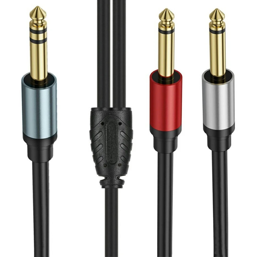 3m 1 / 4 Inch TRS Stereo Y-Splitter Cord 6.35mm Male Jack to Dual 6.35mm Male TS Mono Audio Cable - 2