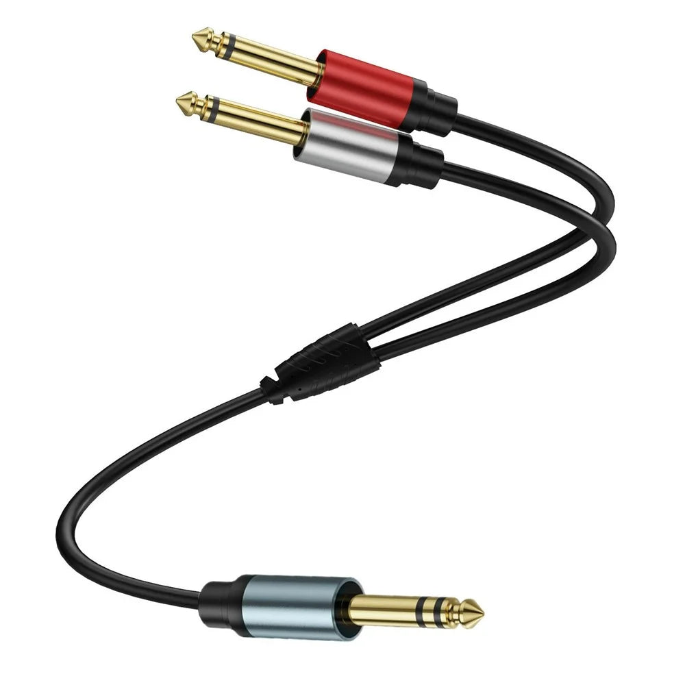 3m 1 / 4 Inch TRS Stereo Y-Splitter Cord 6.35mm Male Jack to Dual 6.35mm Male TS Mono Audio Cable - 3