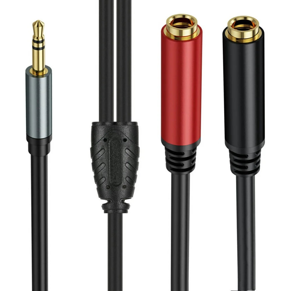 0.3m 3.5mm Male Stereo TRS to Two 6.35mm 1 / 4 Inch TS Female Stereo Breakout Cable Y Splitter Cable - 1