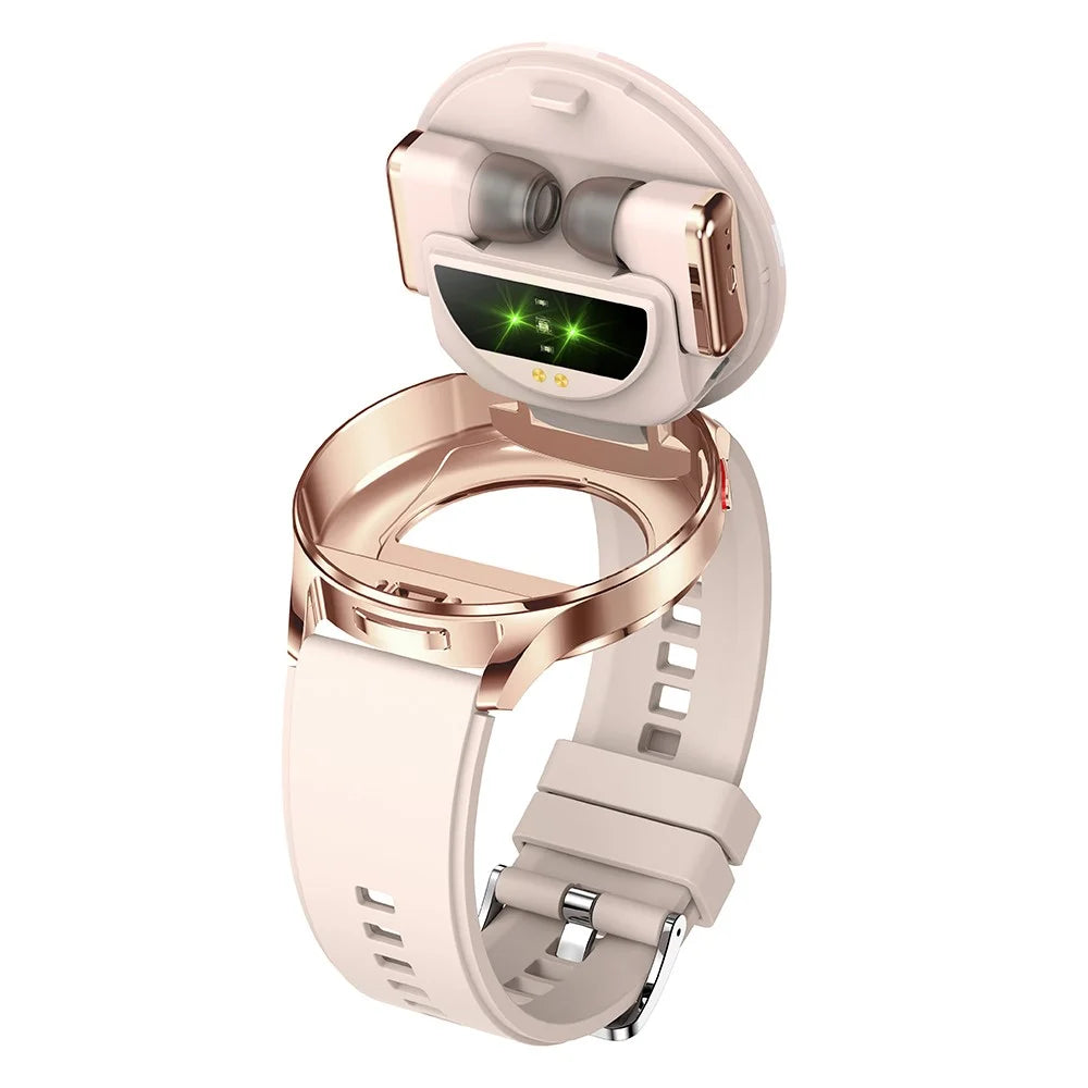 T97 2 in 1 Smart Watch with Wireless Earbuds Bluetooth-Compatible Call Health Monitoring Sports Waterproof Watch - Gold - 5