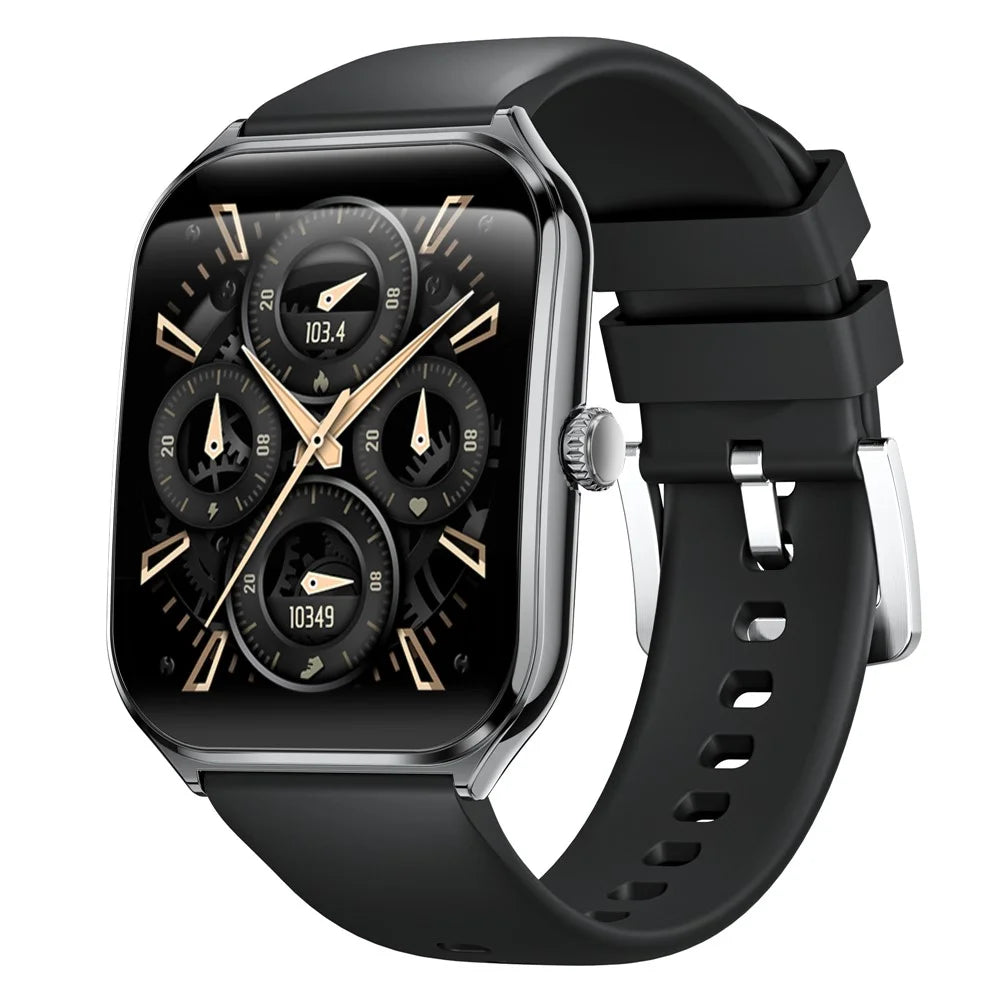 MT61 Ultra Thin Smart Watch 1.96 Inch AMOLED Curved Screen Bluetooth-Compatible Calling Health Monitor, Silicone Strap - Black - 1