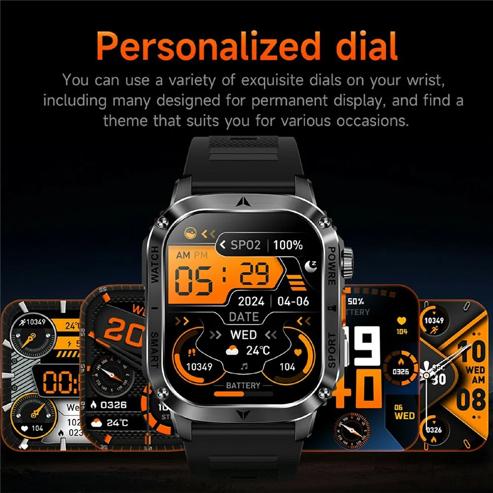 AK80 2.01 Inch HD Screen Smart Watch Bluetooth-Compatible Calling Heart Rate Monitor Sports Tracker, Silicone Strap - Black - 6