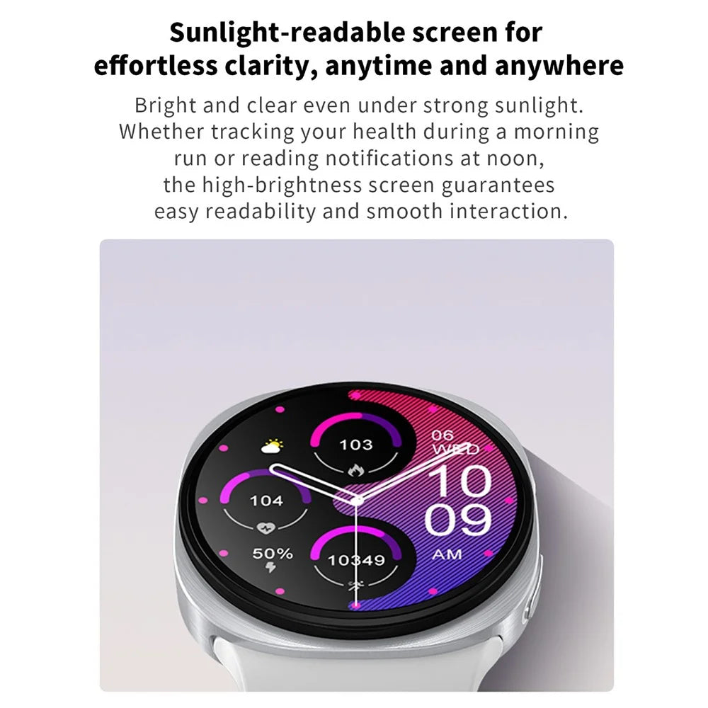 HD8mini Round Screen Smartwatch Bluetooth-Compatible Calling Fitness Tracker Health Monitor Watch - White - 3