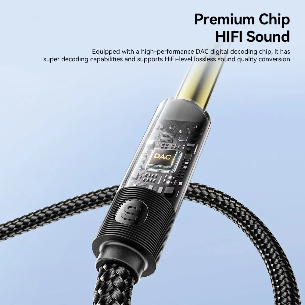 ESSAGER 3.5mm Male to 6.5mm Male Audio Cable 1.2m HD Sound Braided Cable with Gold Plated Connector - Grey - 5