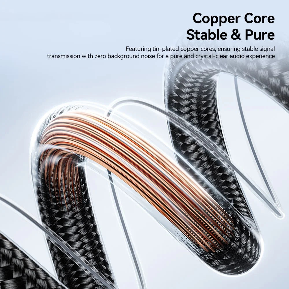 ESSAGER 2m HD Sound Braided Cord 3.5mm Male to 6.5mm Male Audio Adapter Cable with Gold Plated Connector - Grey - 6