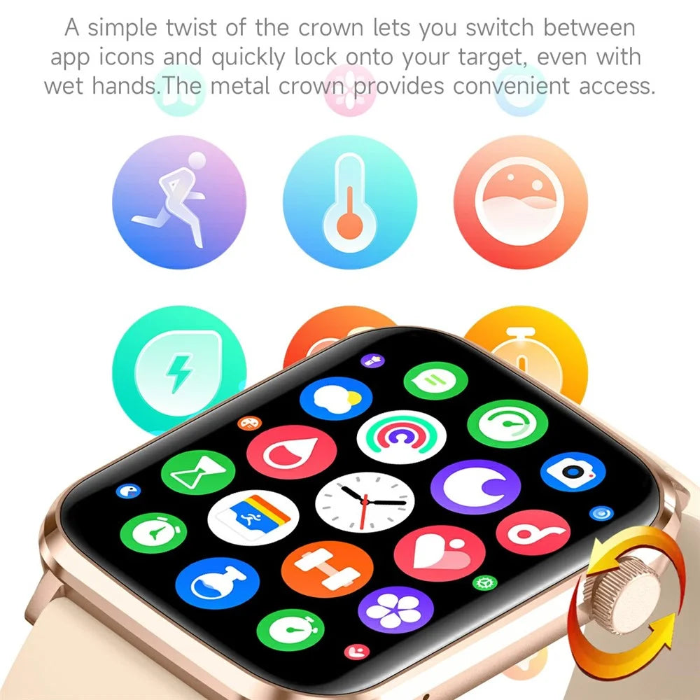 V82 Smart Watch 1.85 Inch AMOLED HD Display Fitness Health Bracelet with BT Calling, Silicone Strap - Black - 5