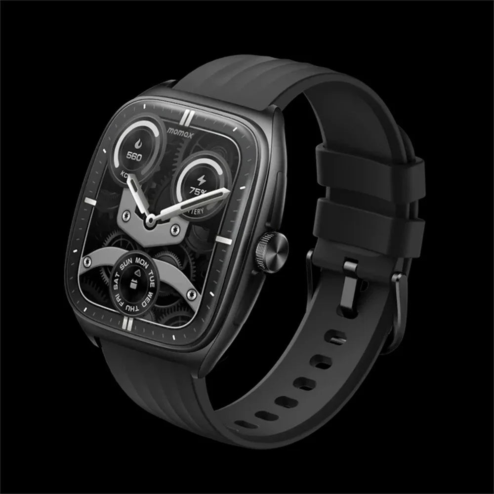 MOMAX 1-Wear Curvex Smart Watch 1.85" AMOLED Display Health Monitor Fitness Tracker with 100+ Sport Modes - Black - 3