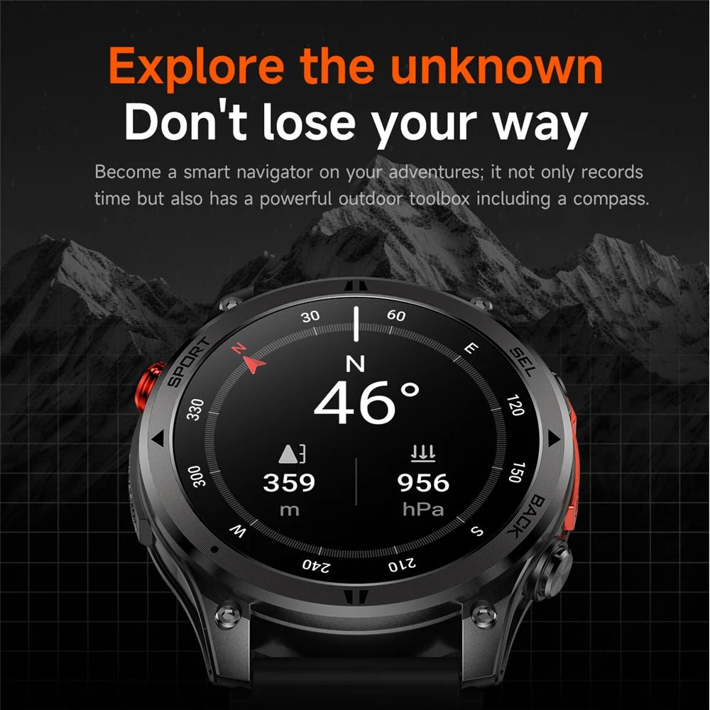 GTH5 1.46 Inch GPS Smart Watch IP68 Waterproof 100+ Sports Modes Bluetooth-compatible Call Wristwatch - Black - 5