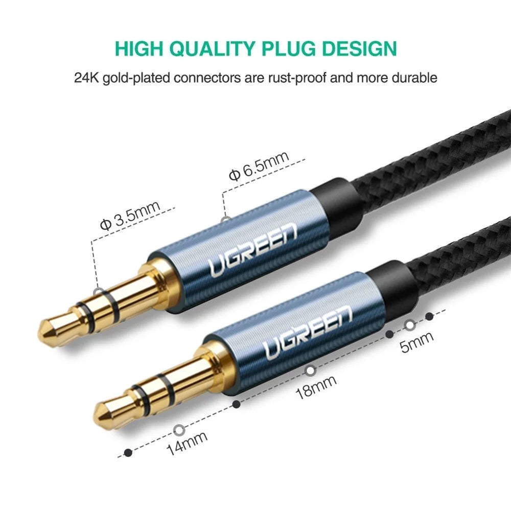 UGREEN 1m 10685 3.5mm to 3.5mm Male to Male Cable Nylon Braided Audio Cord - 5