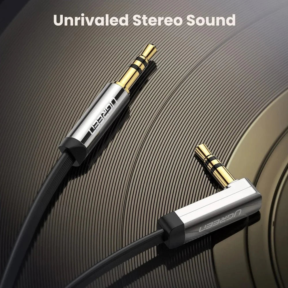 UGREEN 1m 10597 Right Angle 3.5mm to 3.5mm Male to Male Flat Cable Audio Cord - 2