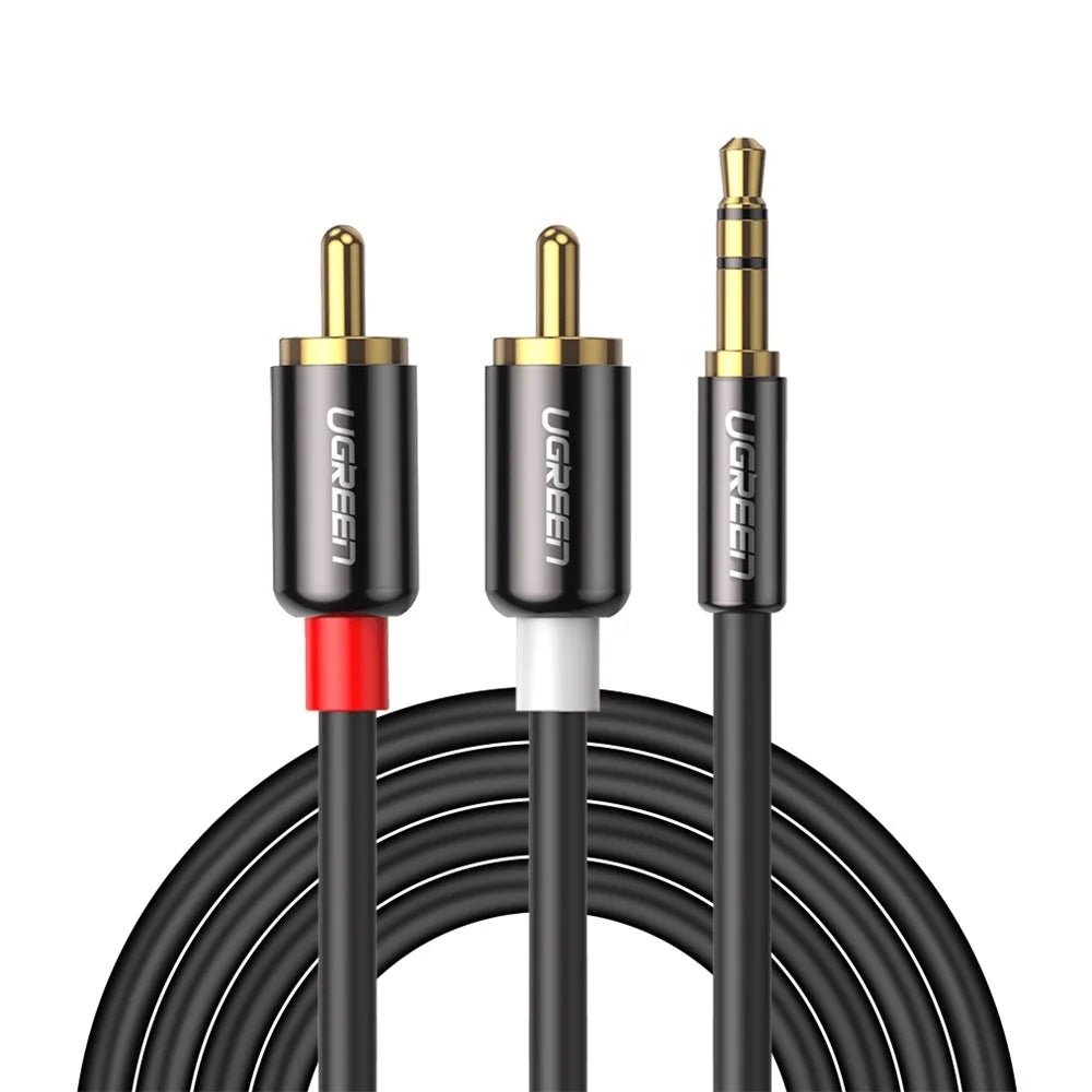 UGREEN 10m AUX Cord for Smartphone Speaker Tablet 3.5mm to 2RCA Stereo Audio Auxiliary Adapter Y Splitter Cable - 1