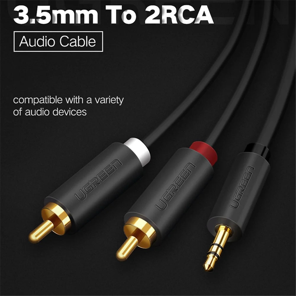 UGREEN 40423 0.5-Meter 3.5mm to 2RCA Male Cable Audio Adapter RCA Y Splitter Cable Cord for Smartphones/Speakers/Tablets/HDTV/MP3 Players - 2