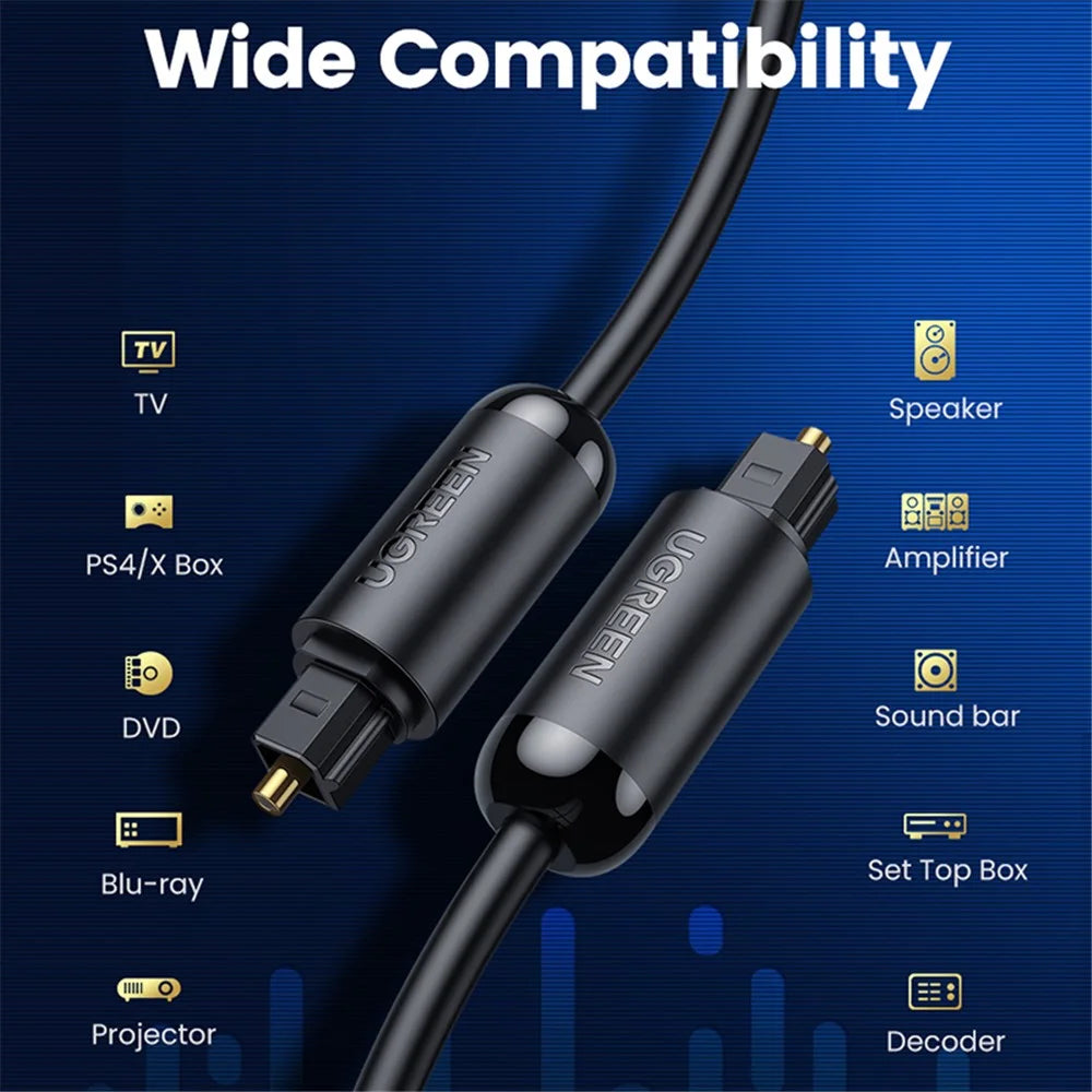 UGREEN 1.5m For Xbox 360 Soundbar Speaker Amplifier Toslink Digital Fiber Optical Audio Cable SPDIF Coaxial Cable - 2