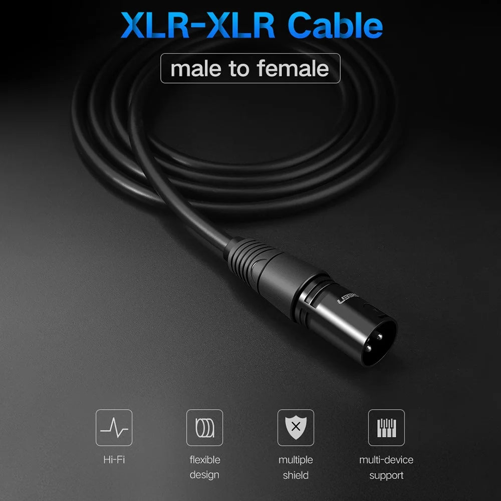 UGREEN 8m XLR Male to Female Cable Cannon Plug Microphone Extension Cable for Audio Mixer Amplifiers - 3