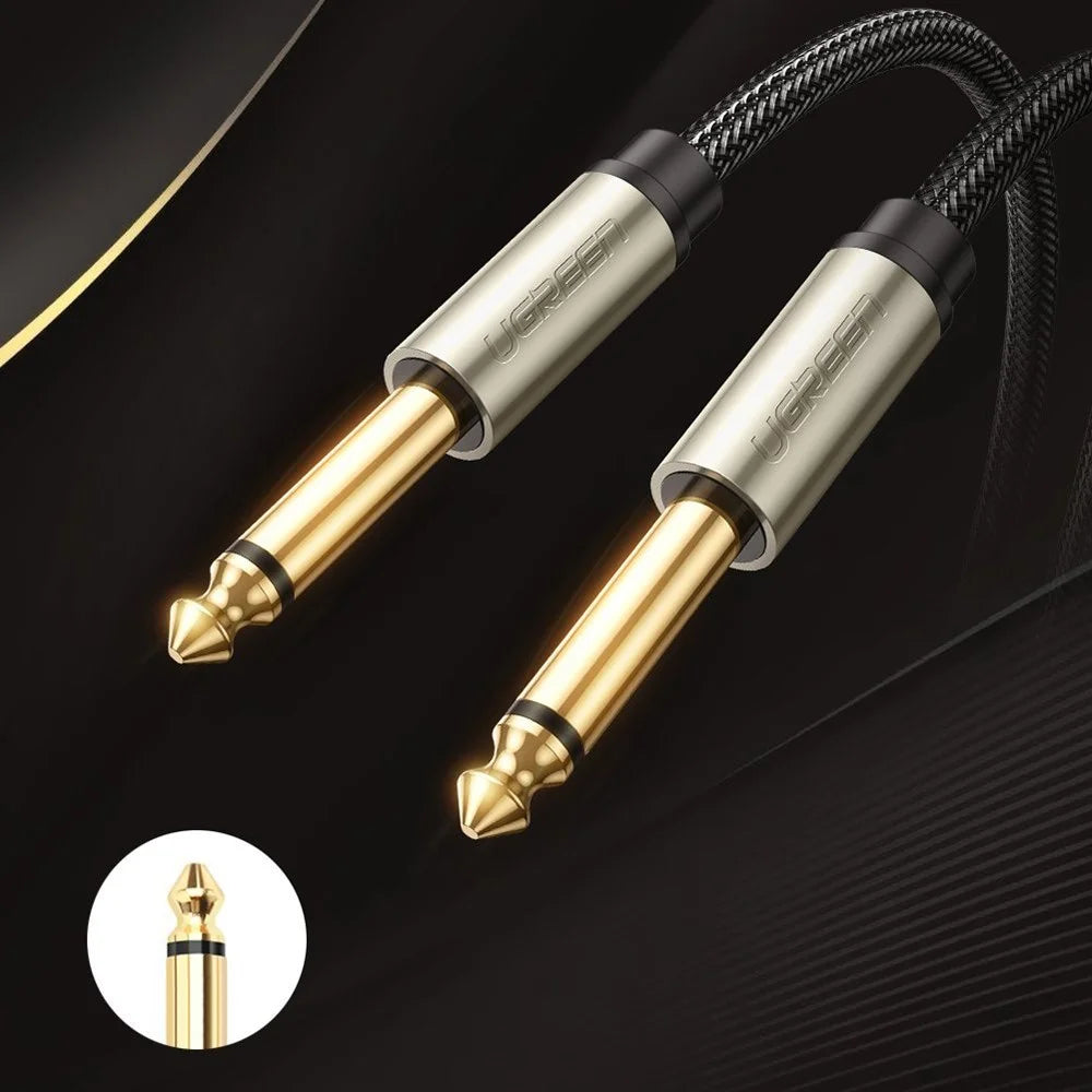 UGREEN 40810 1.5-Meter Straight 6.35mm Male Jack Audio Cord 24K U15 Gold-Plated Connector for Electric Guitar/Bass/Keyboard/Mixer/Amplifier/Amp/Speaker - 6