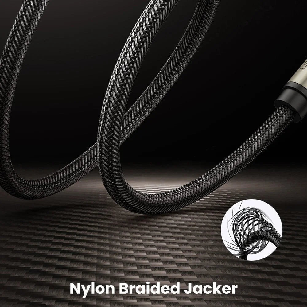 UGREEN 40811 2-Meter Nylon Braided Shell 6.35mm Male to Male Audio Cable for Electric Guitar/Bass/Keyboard/Amplifier - 7