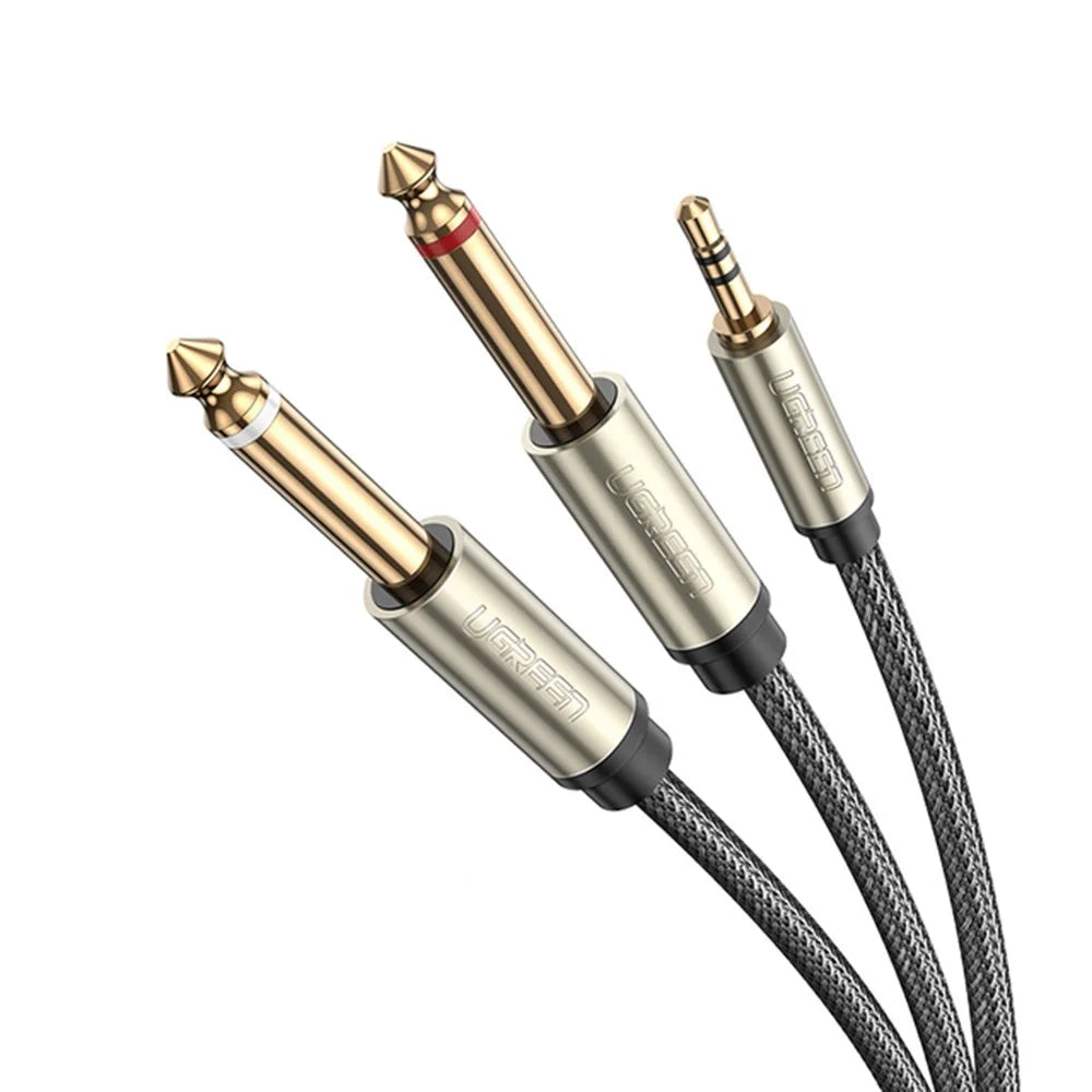 UGREEN 40792 2-Meter 3.5mm 1/8" Male TRS to 2 x 6.35mm 1/4" Male TS Stereo Y-Cable Splitter Audio Cord for Cellphones/Amplifiers/Home Theater - 1
