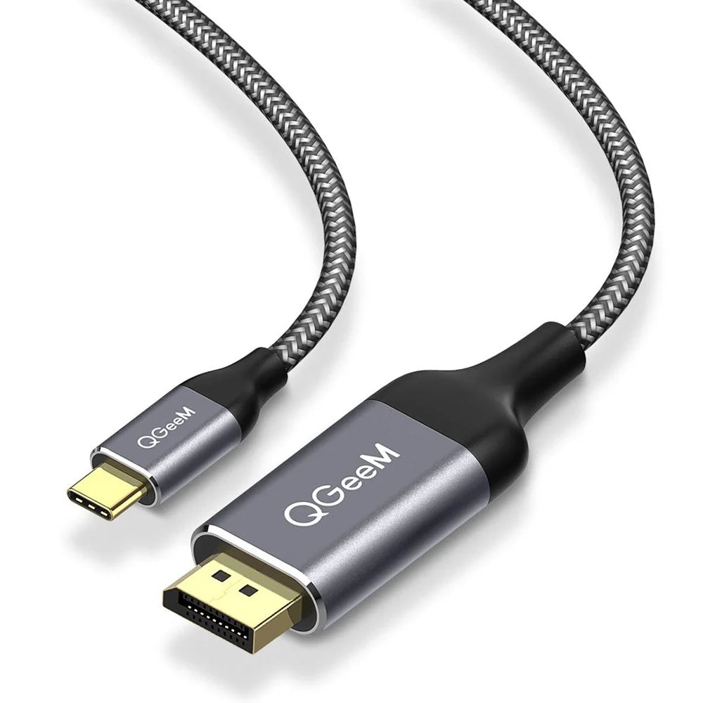 QGEEM QG-UA13 3m Type-C Male to DP Male Nylon Braided Cable 4K/60Hz HD DisplayPort TV Monitor Connection Cord - 1