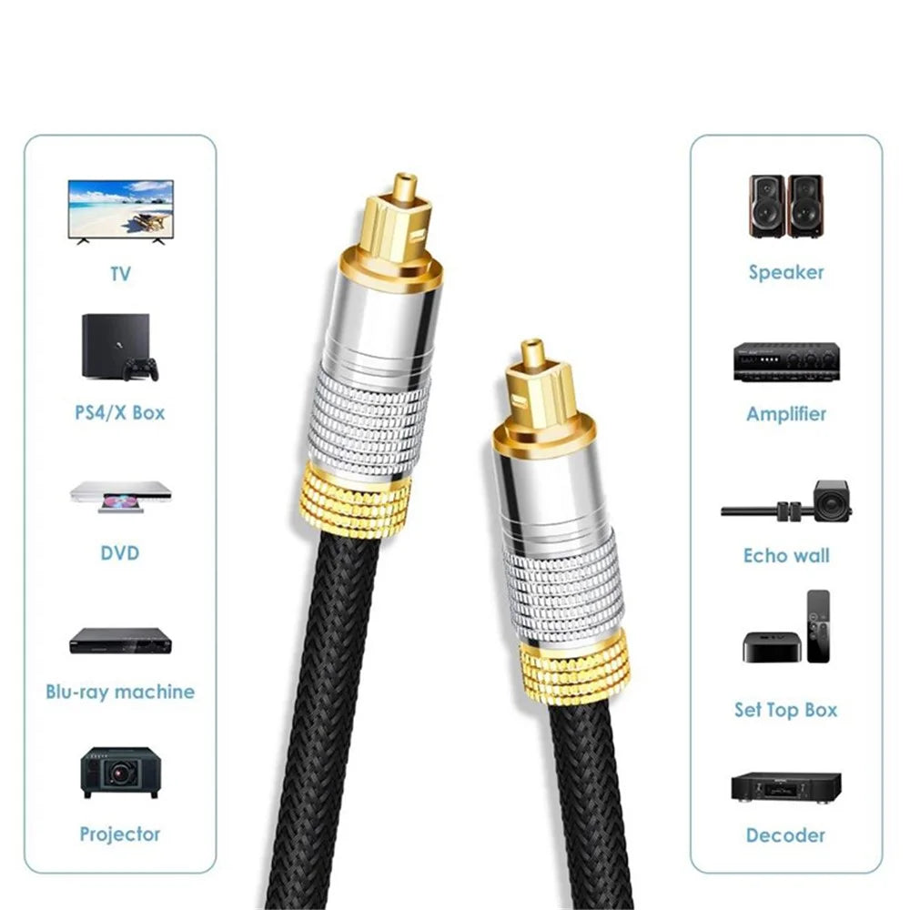 2m Speaker Amplifier Fiber Digital Optical Audio SPDIF Cable Gold-Plated Connector Toslink Nylon Braided Line (Thread Type) - 3