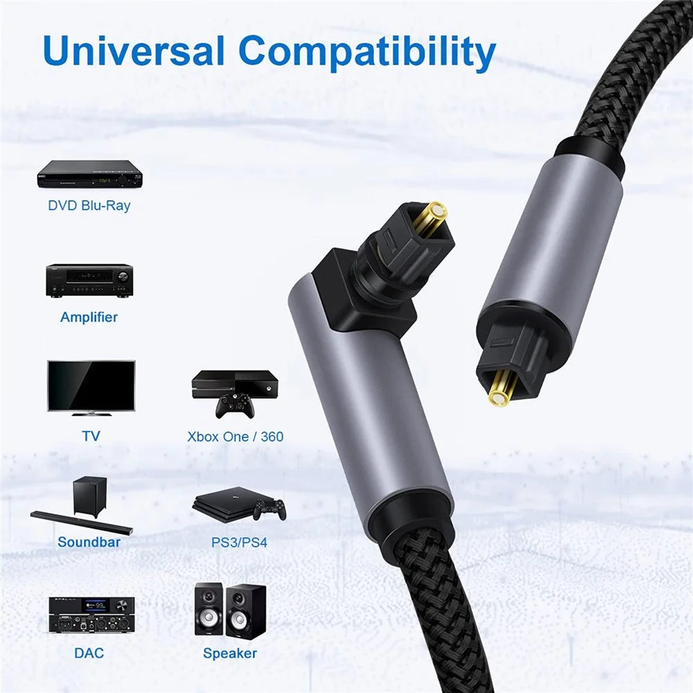 1.5m Elbow Toslink to Toslink Digital Optical Audio Cable Gold Plated Connector Right Angle SPDIF Coaxial Cable - 4