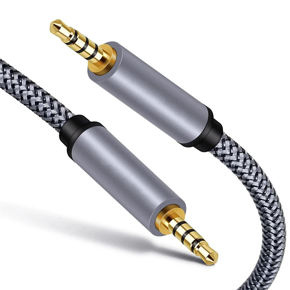 1.5m 3.5mm Male to Male Audio Cable HiFi Stereo Aux Cord Braided TRRS Extension Cable for Microphone Speaker Headphone - 1
